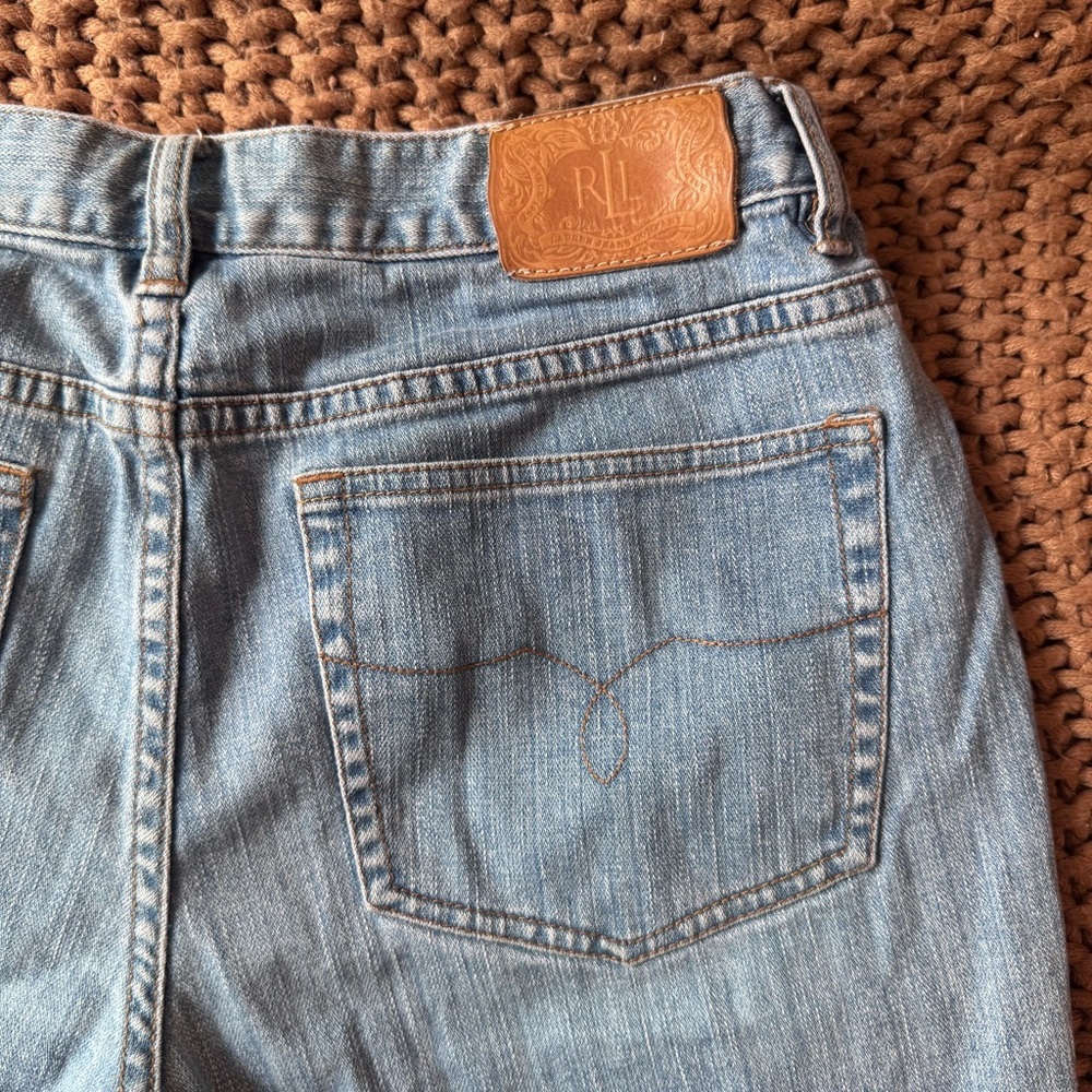 Lauren Ralph Lauren Denim Bermuda Shorts Size 12 Light Wash Raw Hem Style Jorts - Picture 5 of 14